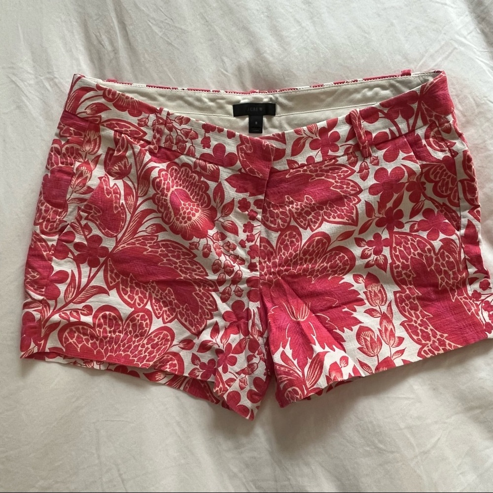 J. Crew Pink and White Floral Shorts Size 8